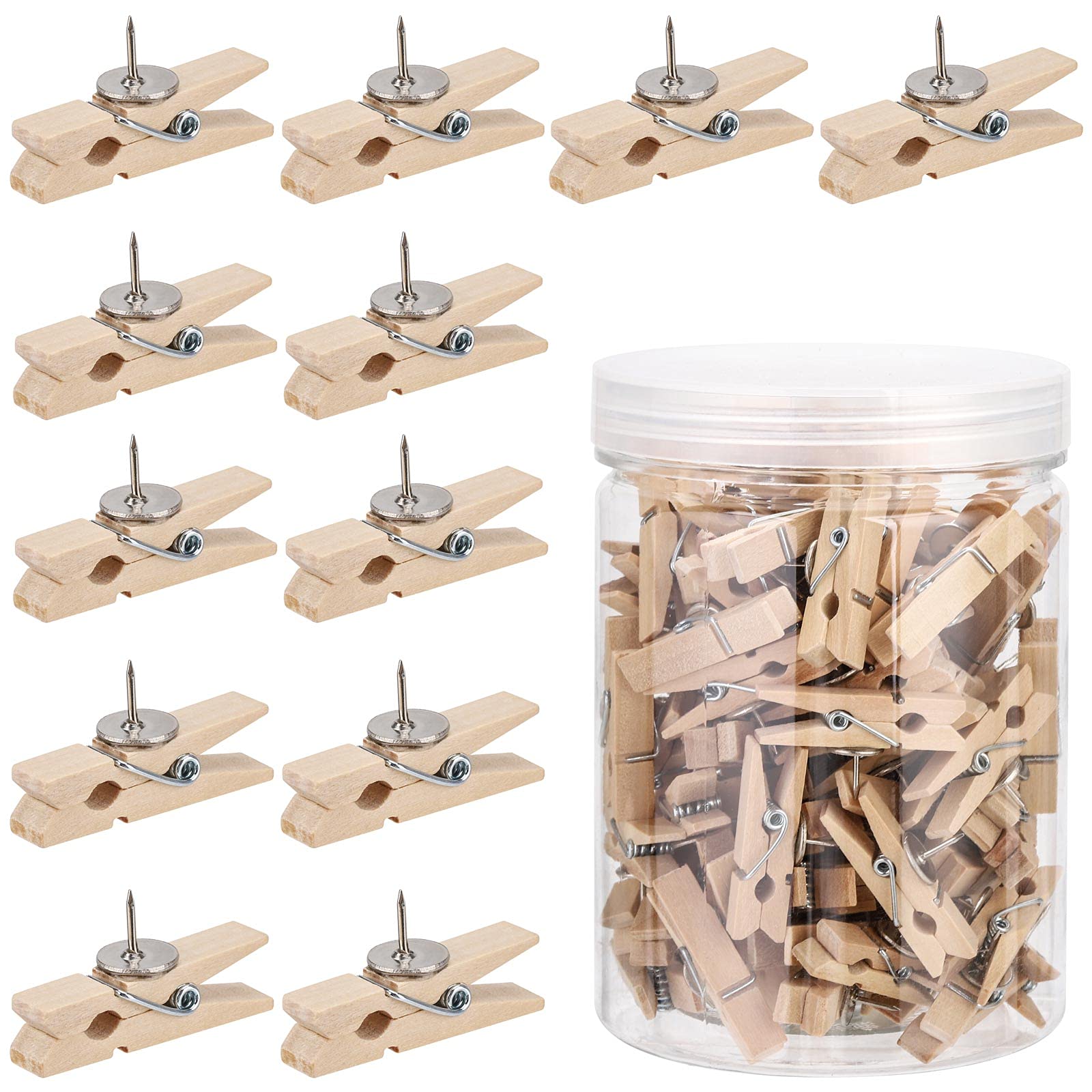 Cork Board Pins 100Pcs Push Pins for Cork Board Wooden DIY Decoration(Wood-Color)