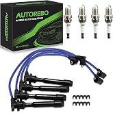 Set of 4 PCS Ignition Spark Plug Wires 27501-23B70 7962 RC-XX90 &amp; 4 Iridium Spark Plugs Set Compatible with Hyundai Elantra Tucson Tiburon Kia Sportage Spectra Spectra5 L4 2.0L # 671-4239 27501-23B00