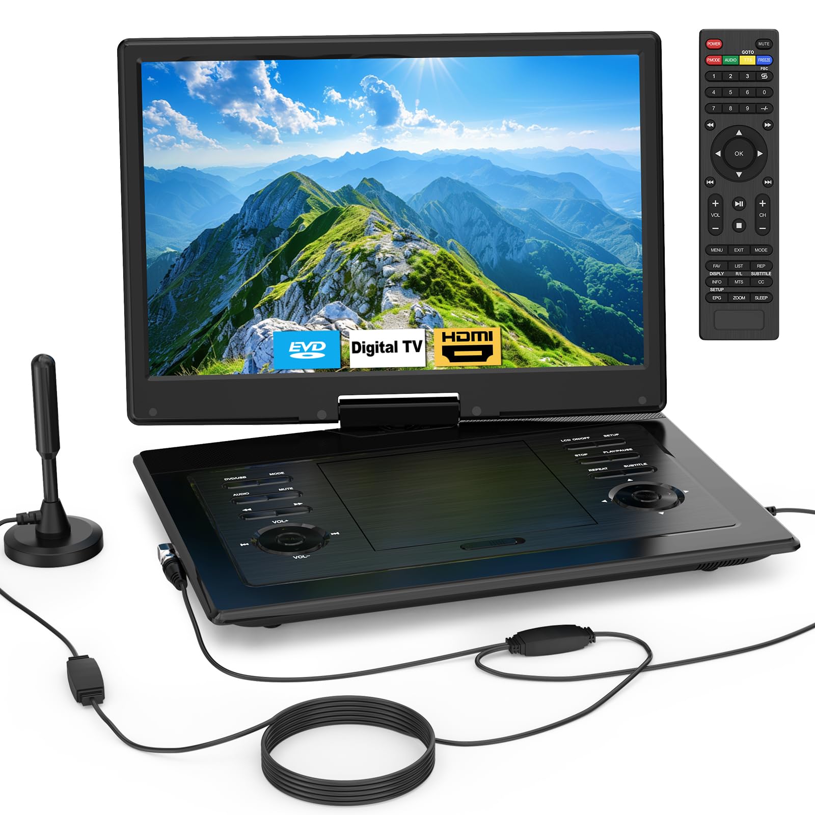 Photo 1 of 17.9" Portable TV/DVD Player Combo with 15.6" Large HD Swivel Screen,Digital TV ATSC Tuner, Built-in Battery,Support HDMI in/USB/Sync TV and Multiple Disc Formats for road trips,RV,and outdoor camping