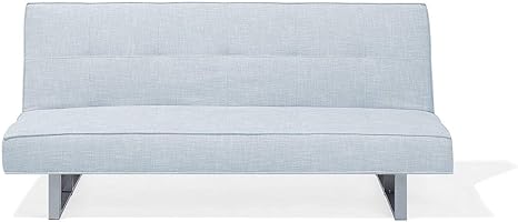 Amazon De Beliani Praktisches Schlafsofa Klappbar Polsterbezug Hellblau Derby