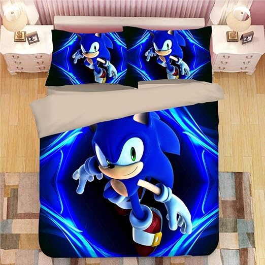 Amazon Com Huli 3d Cartoon Duvet Cover Sonic The Hedgehog 3 Piece