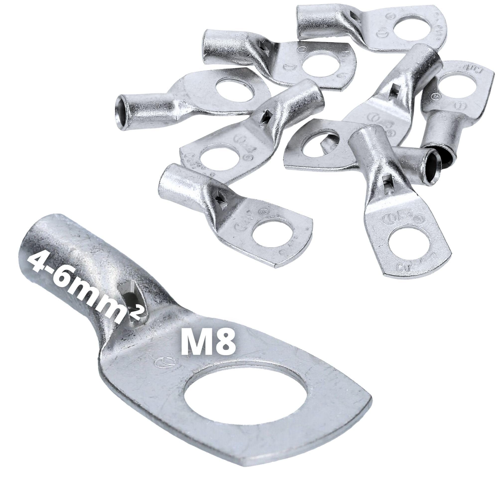 Pack of 10) M8 (CEMBRE COPPER TUBE TERMINAL 4-6 mm² M8 Uninsulated verzinnt