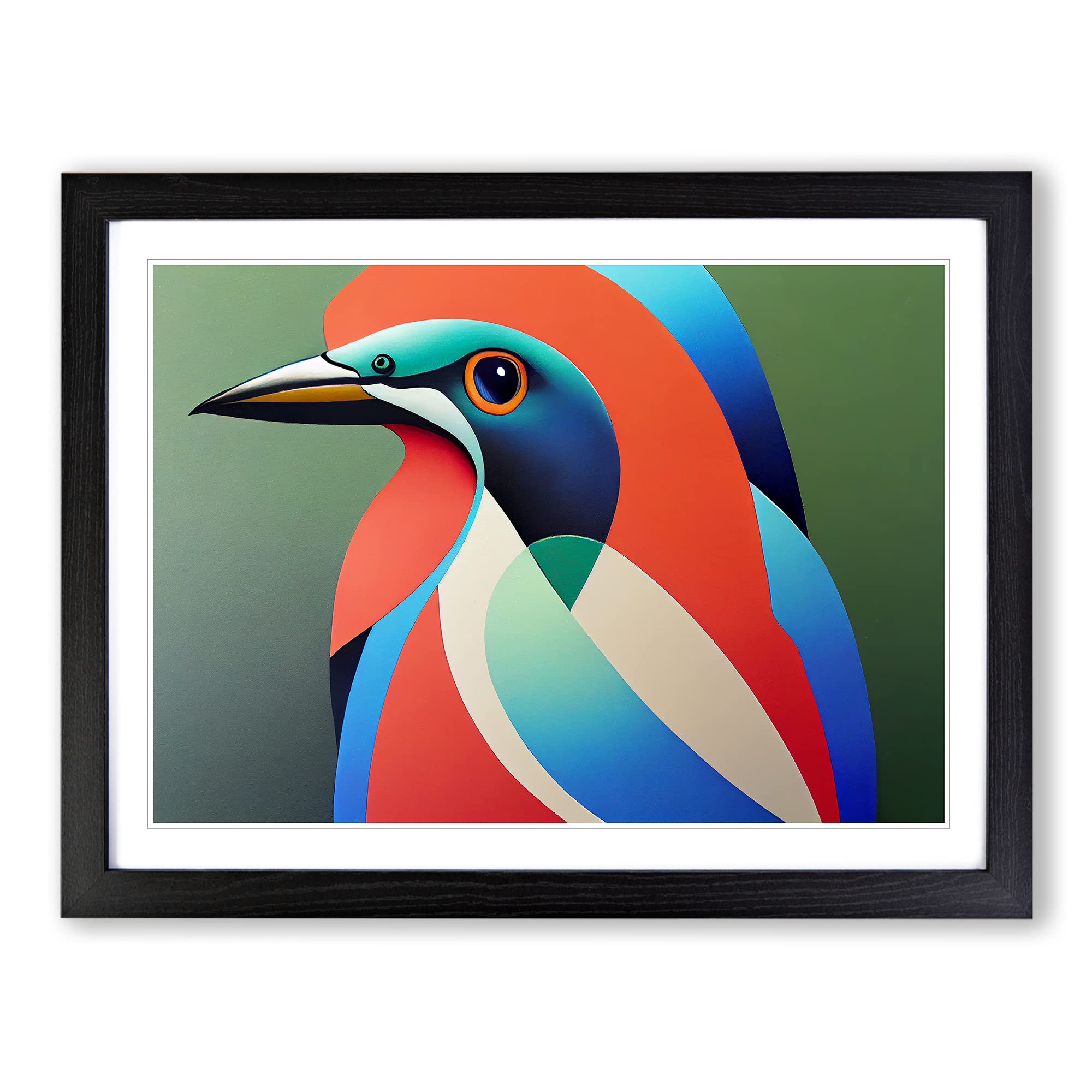 Angelical Kingfisher Bird Abstract Framed Print | A4 Black Framed Wall Art | Ready to Hang | Abstract Fantasy Picture | Living Room Bedroom Lounge Office