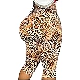 GORGLITTER Women's Leopard Capri Pants Leggings Mesh Cheetah Print Cropped Leggings 3/4 Length Club Yoga Going Out Pants