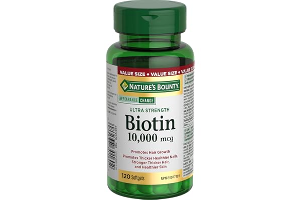 NATURE'S BOUNTY Ultra Strength Biotin, 55.4 g | 10,000mcg, Promotes Hair Growth, Thicker Healthier Nails, Stronger Thicker Ha
