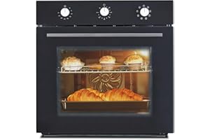 PEACEFULHUES 24 Inch Built-in Electric Single Wall Oven, 2.5 Cu.ft Stainless Steel Convection Oven with 8 Cooking Functions, Mechanical Knob Control, 500℉ Max Temperature, 3-Layer Tempered Glass Door, Easy to Clea