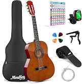 Moukey 36" Acoustic Guitar for Beginners Kids Youth 3/4 Size Dreadnought Travel Guitarra Acustica Kit with Chord Poster, Gig Bag, Tuner, Picks, Nylon Strings, Capo, Strap - Brown