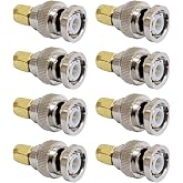 Auto-plaza 8pcs BNC to SMA Straight Plug Adapters Converter RF Coaxial Connectors for Antenna Cable Ham Radio Transceivers (BNC Male to SMA Male)