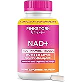 Pink Stork NAD+ Supplement for Women | 500mg Nicotinamide Riboside NR | Clinically-Studied Pure NMN Powder | Brain + Cognitive Support |Energy, Skin Essentials Over 30 | 1 Month Supply