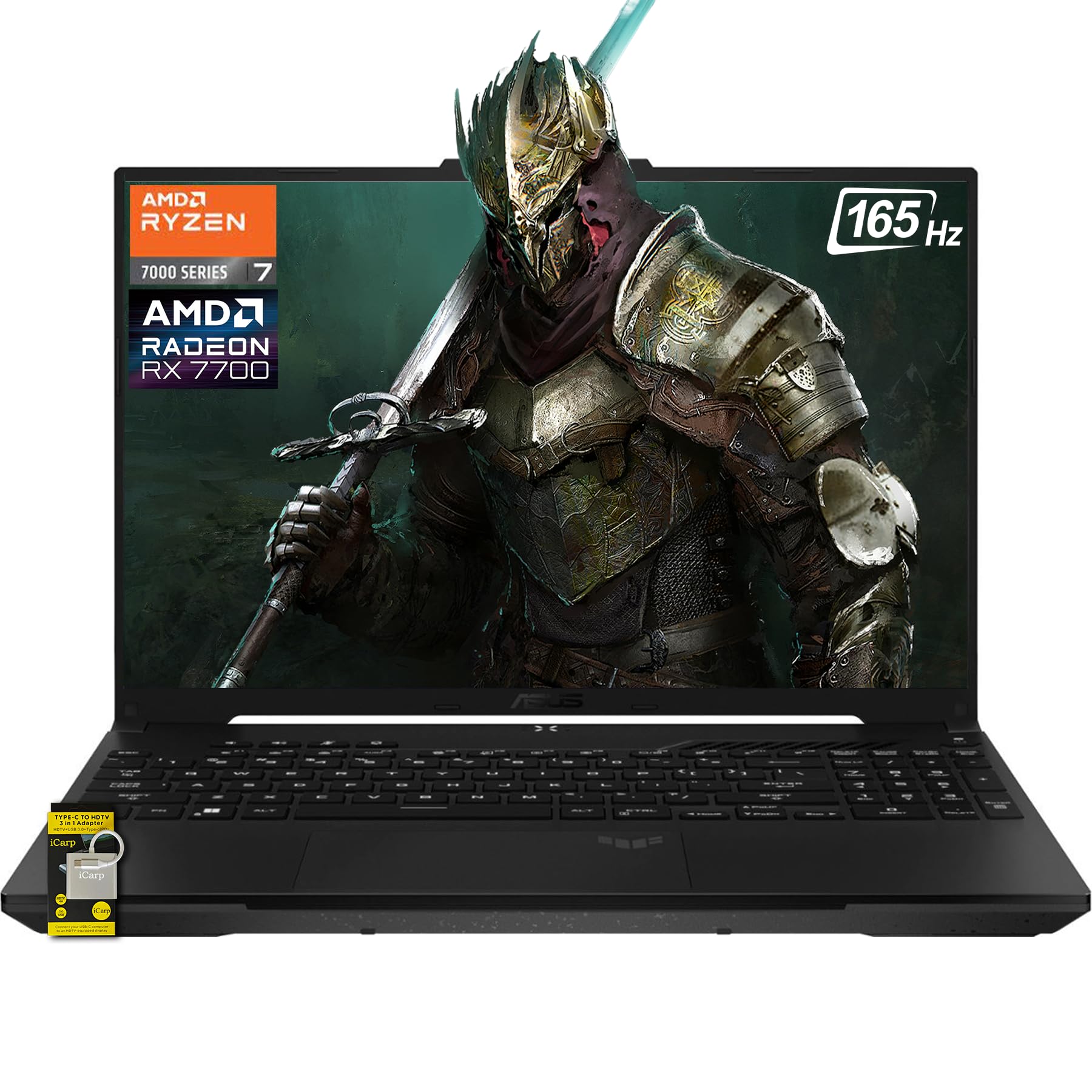 ASUS TUF Gaming A16 Laptop 16" WUXGA 165Hz 7ms 100% sRGB AMD Octa-core Ryzen 7 7735HS 32GB RAM 1TB SSD AMD Radeon RX 7700S 8GB (>RTX4060) Backlit USB-C USB4 Fast Charging Win11 Pro w/ICP Accessory