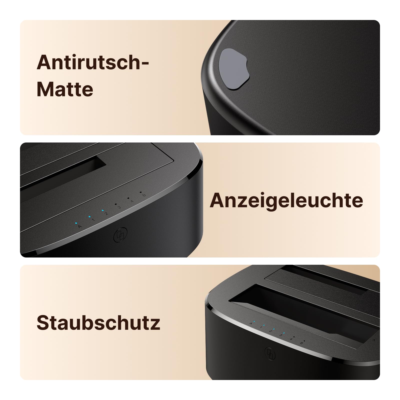 UGREEN Festplatten Dockingstation, USB 3.0 HDD Docking Station für 2,5''/3,5'' SATA HDD & SSD, 5Gbps Dual Bay Festplatten Adapter unterstützt Offline-Klonen und UASP 8