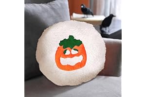 FRJINIE Halloween Cookie Pillow 1Pcs, Sofa Decorative Throw Pillow, Cuddly Pumpkin Cat Shaped Stuffed Pillow Cushion, Furry Plush Home Bedroom Couch Living Room Decor (A)