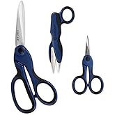 SINGER ProSeries Sewing Scissors Bundle, 8.5" Heavy Duty Fabric Scissors, 4.5" Detail Embroidery Scissors, 5" Thread Snips wi