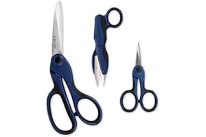 SINGER ProSeries Sewing Scissors Bundle, 8.5" Heavy Duty Fabric Scissors, 4.5" Detail Embroidery Scissors, 5" Thread Snips wi