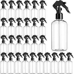 Domensi 30 Pcs 8 oz Empty Plastic Spray Bottle with Black Trigger Sprayers Clear Small Sprays Bottles Adjustable Head Refilla