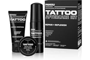 Pamiou Tattoo Aftercare 3 In 1 Set For New Tattoos, Include Tattoo Balm, Tattoo Lotion and Tattoo Soap, Quick Healing, Soothing, Naturally-Derived, Petroleum-Free, Fragrance Free (3 Piece Set)