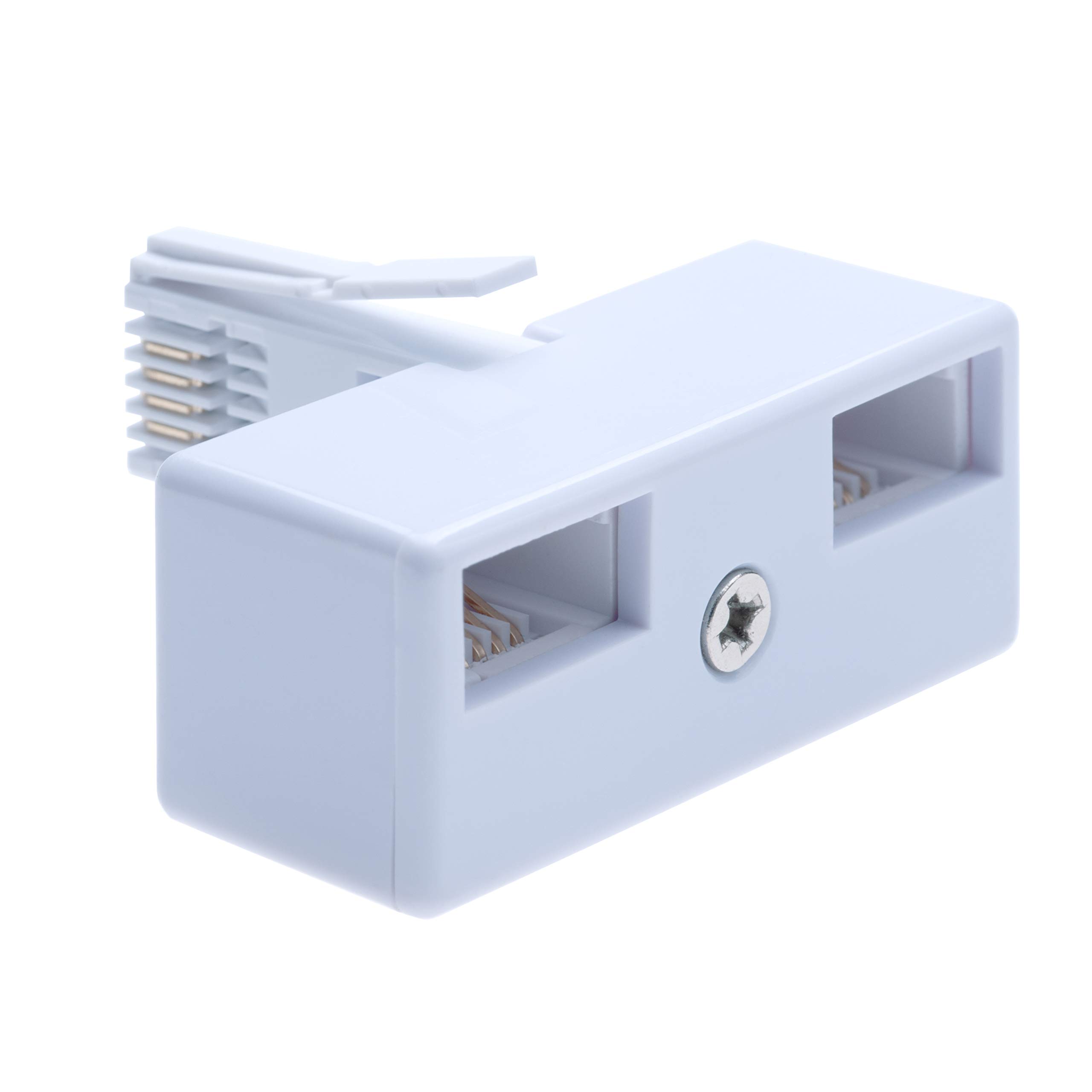 Keple BT Telephone Socket Line 2 Way Splitter | Female Jacks to BS6312 431A Male Plug | Cable UK Adapter Landline Port Converter Extender FAX Modem Corded Cordless Phone SKY| 4 Wire Converter | White