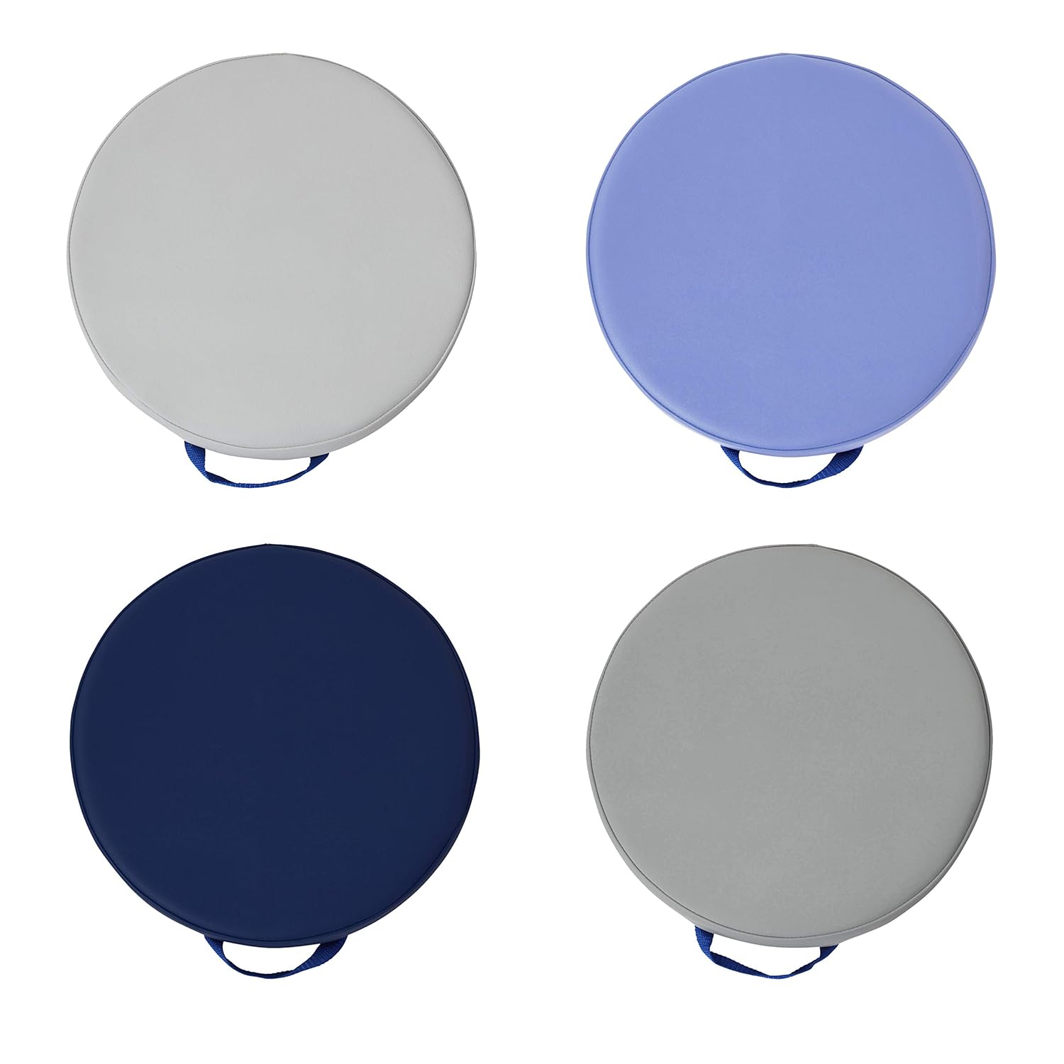 SoftScape 15 inch Round Floor Cushions with Handles; Flexible Seating for in-Home Distance Learning, Daycare, Preschool, Classroom; 2 inch Thick Deluxe Foam (4-Piece) - Navy/Powder Blue: Industrial & Scientific