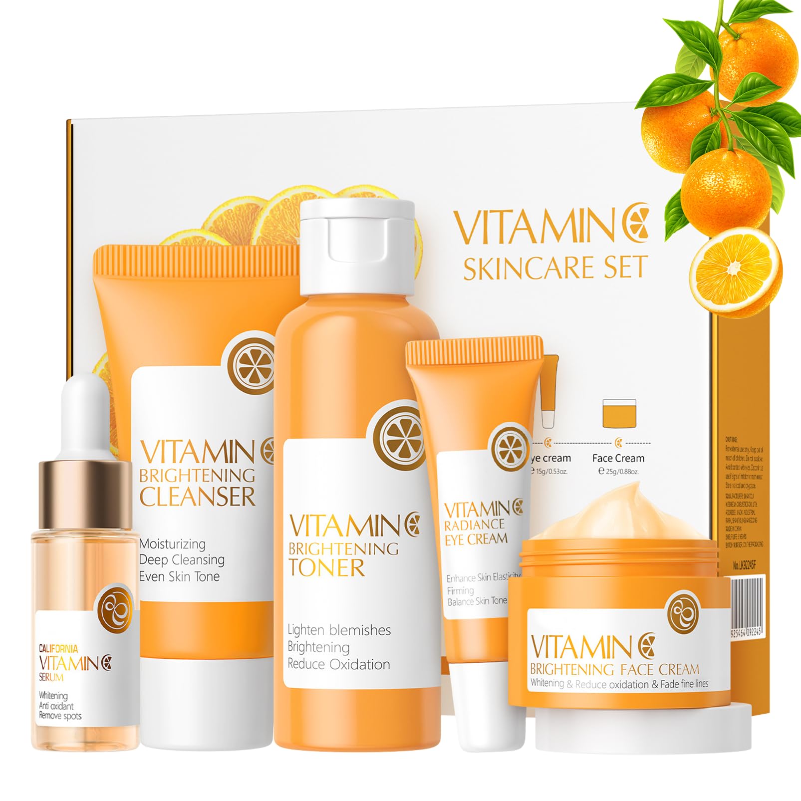 Skincare Set, Skin Care Sets & Kits, Korean Skincare Set, , Facial Kit, Vitamin C Cleanser, Toner, Serum, Eye Cream & Face Cream, Facial Kit For Glowing Skin For Women (5Pcs)