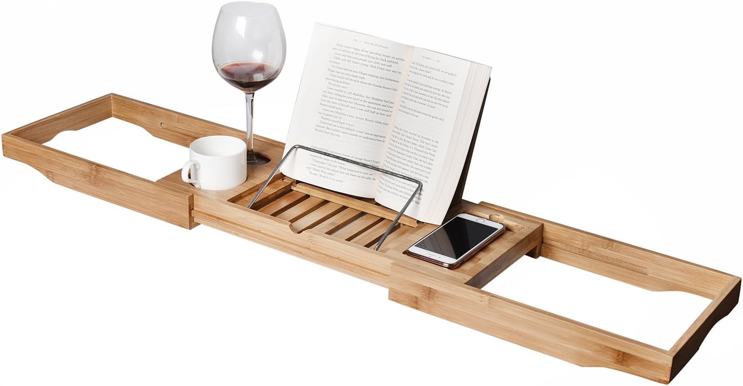 Amazon.com: WELLAND Expandable Bamboo Bathtub Caddy ...