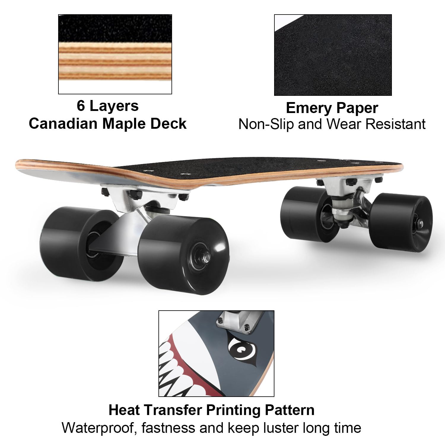 KO-ON Skateboard Complete Skateboards 22 Inch Mini Cruiser Skateboards for Beginners Kids Boys and Girls