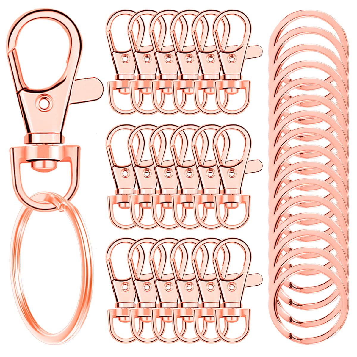 Photo 1 of 100 Pcs Keychain Hooks with Key Rings, Keychain Clip Hooks with Rings for Lanyard Jewelry Making DIY Crafts(50 Pcs Metal Lobster Claw Clasps + 50 Pcs Flat Key Rings) (Rose Gold)
