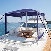 Briwooody Boat Umbrella Sun Shade with Sidewalls Kit 6' x 6' | Boat Sun Cover Anti-Ultraviolet, Adjustable Aluminum Pole to 8 Feet, with Ropes and Storage Bag, Fits Most Boats and Benches