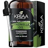 KRIAA Goodness Citronella Essential Oil 120ml with Dropper - All-Natural, Pure & Organic Aromatherapy for Diffuser Use, Spray
