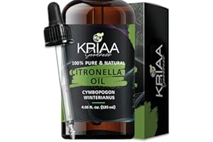 KRIAA Goodness Citronella Essential Oil 120ml with Dropper - All-Natural, Pure & Organic Aromatherapy for Diffuser Use, Spray
