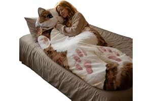 Cat Sleeping Bag, Animal Sleeping Bags for Adults, Fluffy Plush Cat Shaped Envelope Sleeping Bag for Kids Human Camping, Wash