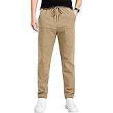 ONLYSTORY Mens Cargo Pants Comfy Work Casual Pant Relaxed Fit Stretchy Drawstring Pants with Pockets