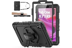 SEYMAC stock Tablet Case for Lenovo Tab One (TB305FU) 8.7 inch Drop-Proof Protection Cover with 360° Rotate Stand & Strap [Pe