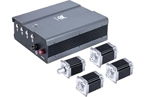 FoxAlien NEMA23 Stepper Motors Upgrade Kit for Masuter 3, 4PCS 57-76 Open-Loop Motors with DM542 Drivers Controller Box, Drag Chain Cable for Masuter 3 CNC Router Machine Milling Engraving