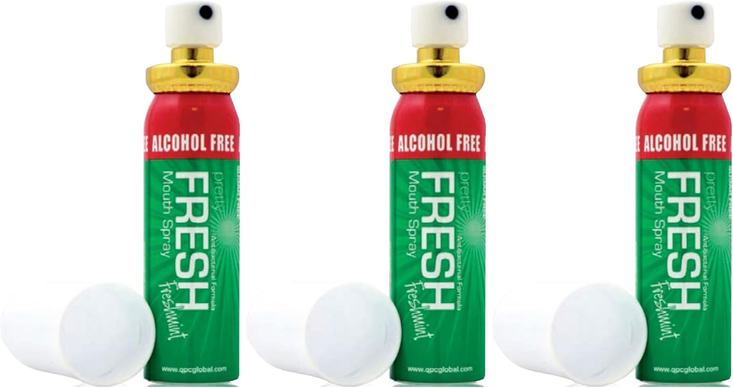 3 x FRESH MINT BREATH SPRAY ALCOHOL FREE ANTIBACTERIAL BAD BREATH