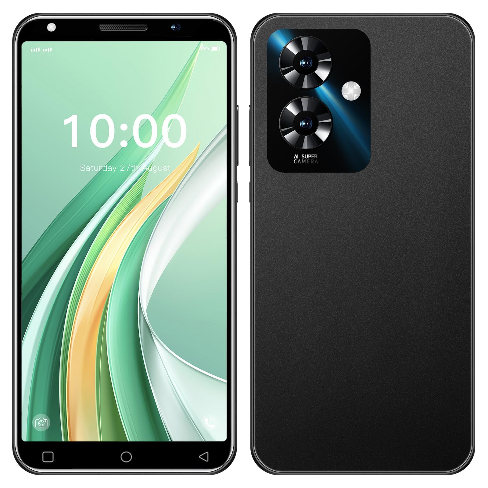 TalkCeLL Note 60 Mobile Phones, 5.0'' HD Display, Dual SIM Dual Camera, 16GB ROM【Expandable up to 128GB】, Support WiFi/Bluetooth/GPS, Unlocked Android 3G Smartphone (Black)