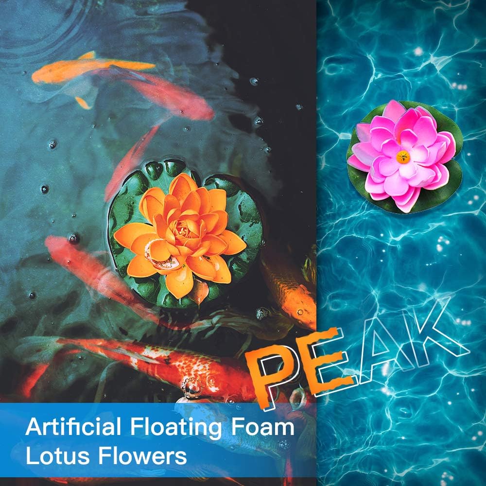 PEAK-EU 5 Pcs Artificial Foam Lotus Artificial Pond Floating Plants Waterproof Lotus Flower for Garden Pond Fountain Aquariums Decoration - Image 5