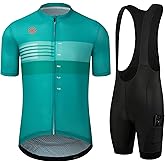 GCRFL Men's Cycling Jersey Sets Road Bike Jersey Riding Shirts Lightweight, Bib Shorts with Pockets Padded