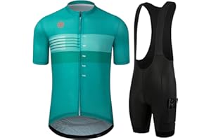 GCRFL Men's Cycling Jersey Sets Road Bike Jersey Riding Shirts Lightweight, Bib Shorts with Pockets Padded