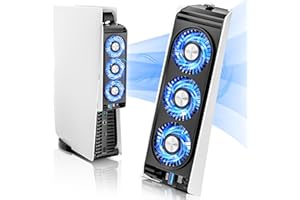 BRHE PS5 Cooling Fan with LED Light,Quiet and Efficient Cooling System for PS5 Cooler,2 Fan Speeds,USB 3.0 Port Compatible with PlayStation 5 Digital & Discs Edition，Not for PS5 Slim and New PS5 Pro