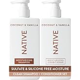 Native Coconut &amp; Vanilla Shampoo and Conditioner Contain Naturally Derived Ingredients | All Hair Types, Color &amp; Treated, Fine to Dry Damaged, Sulfate &amp; Dye Free - 2-Pack