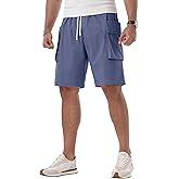 Askdeer Mens Casual Shorts Drawstring Summer Beach Stretch Twill Chino Shorts Cargo Pockets