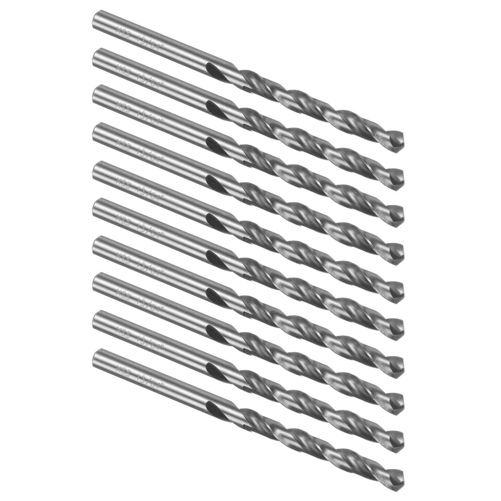Kozelo 10PCS Twist Drill Bit - [13/64"] M2 High-Speed Steel Round Shank Jobber Bit Set White Gold for Metal Wood Plastic Steel Use, 50mm/1.97" Blade Length