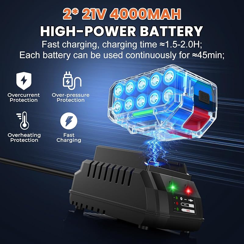 Clé à chocs sans fil 1200 Nm 3-en-1 / Visseuse à Chocs/Perceuse à Chocs – Couple Élevé 1/2" avec Moteur Brushless, 2× Batteries 4.0Ah, Douilles, Forets & Embouts – Idéal Auto, DIY & Travaux