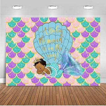 Amazon Com Mocsicka 5x3ft Mermaid Baby Shower Party Decorations Backdrop Baby Mermaid Theme Shower Photography Background Under The Sea Baby Shower Photo Booth Backdrops Camera Photo