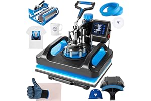Topdeep Pro Heat Press 15x12 Inch, 5 in 1 Heat Press Machine with 30 OZ Tumbler Press, Swing Away T Shirt Pressing Machine, Combo Tumbler Heat Press Machine Sublimation for T-Shirt Tumblers Hat Cap