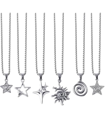 Habfmo Cyberpunk Swirl Spiral Necklace Hippie Cyber Y2K Vortex