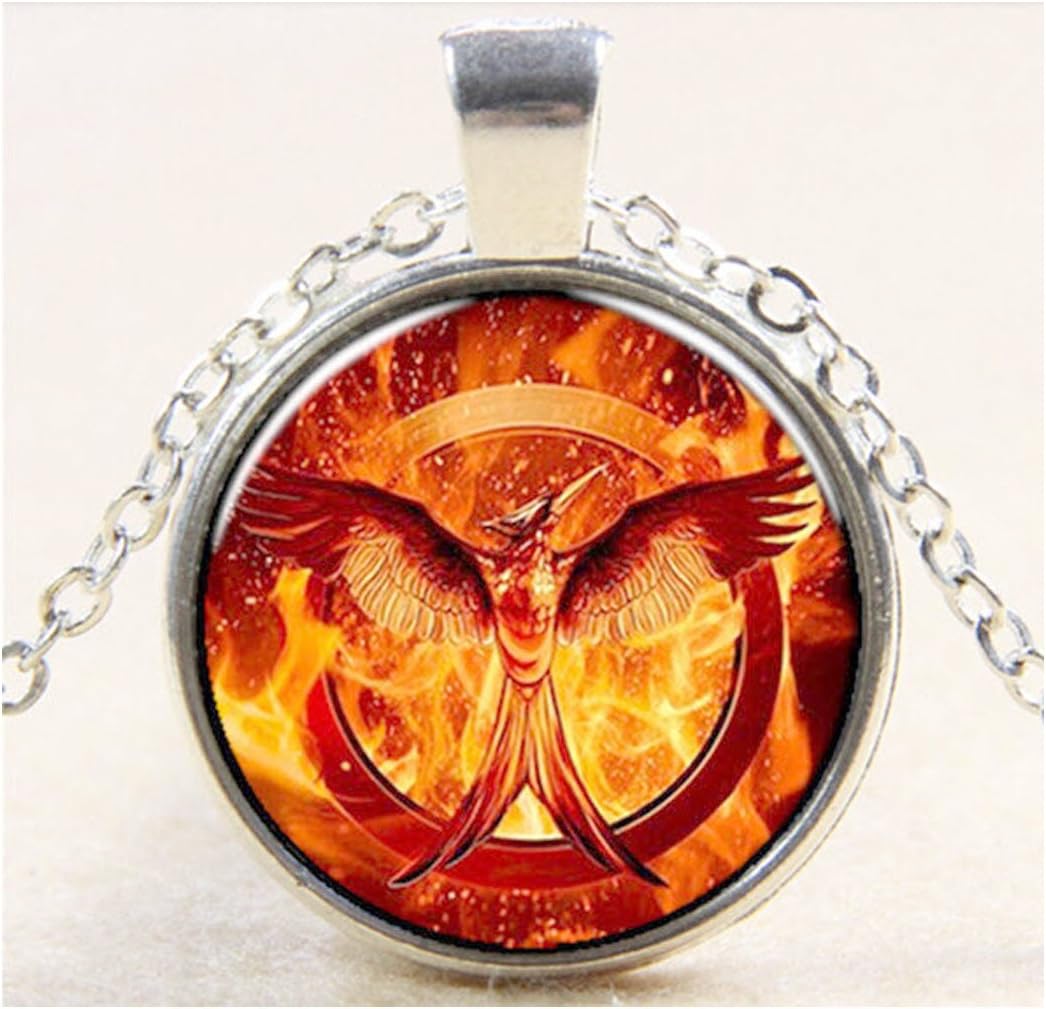 The Hunger Game Mockingjay Bezel Pendant Necklace Silver Plated AMZN12