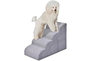 Yiruka Dog Stairs Steps for High Bed - 4 Steps Pet Steps for Small Dogs and Cats Non-Slip Removable Washable Cover Ramp for Indoor Outdoor Car SUV Couch Sofa(H: 20")