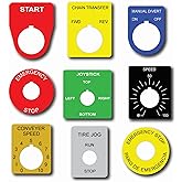 Engraved Industrial Tags, Engraved Legend Plates, Push Button Tags, Custom Plastic Labels, Legend Plates for Equipment, 22 mm or 30mm, Switch Plates, Potentiometer Tags, Joystick Tags, Plastic Tags