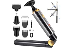 HATTEKER Electric Mens Back Shaver Body Trimmer Hair Groomer 4 in 1 Kit with Extendable Auxiliary Arm Waterproof Facial,Chin,Arm,Back,Pubic Hair Trimmer Grooming Set